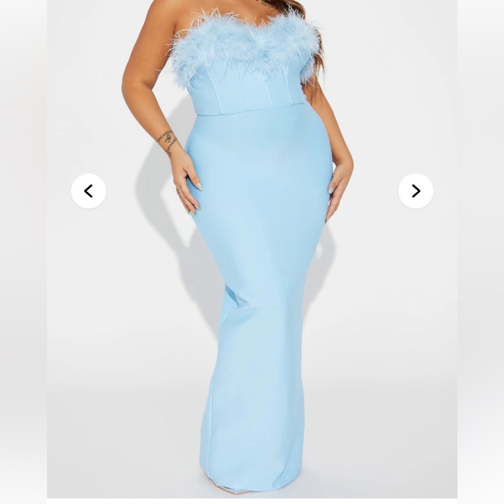 Elegant Blue babyshower Wedding Bandage Strapless Maxi Dress